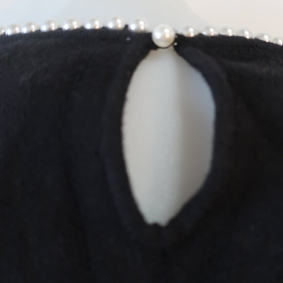 Womens Lucy Paris 71 Black Long Sleeve Carlota Pearl Bead Collar Sweater XS - Picture 8 of 14